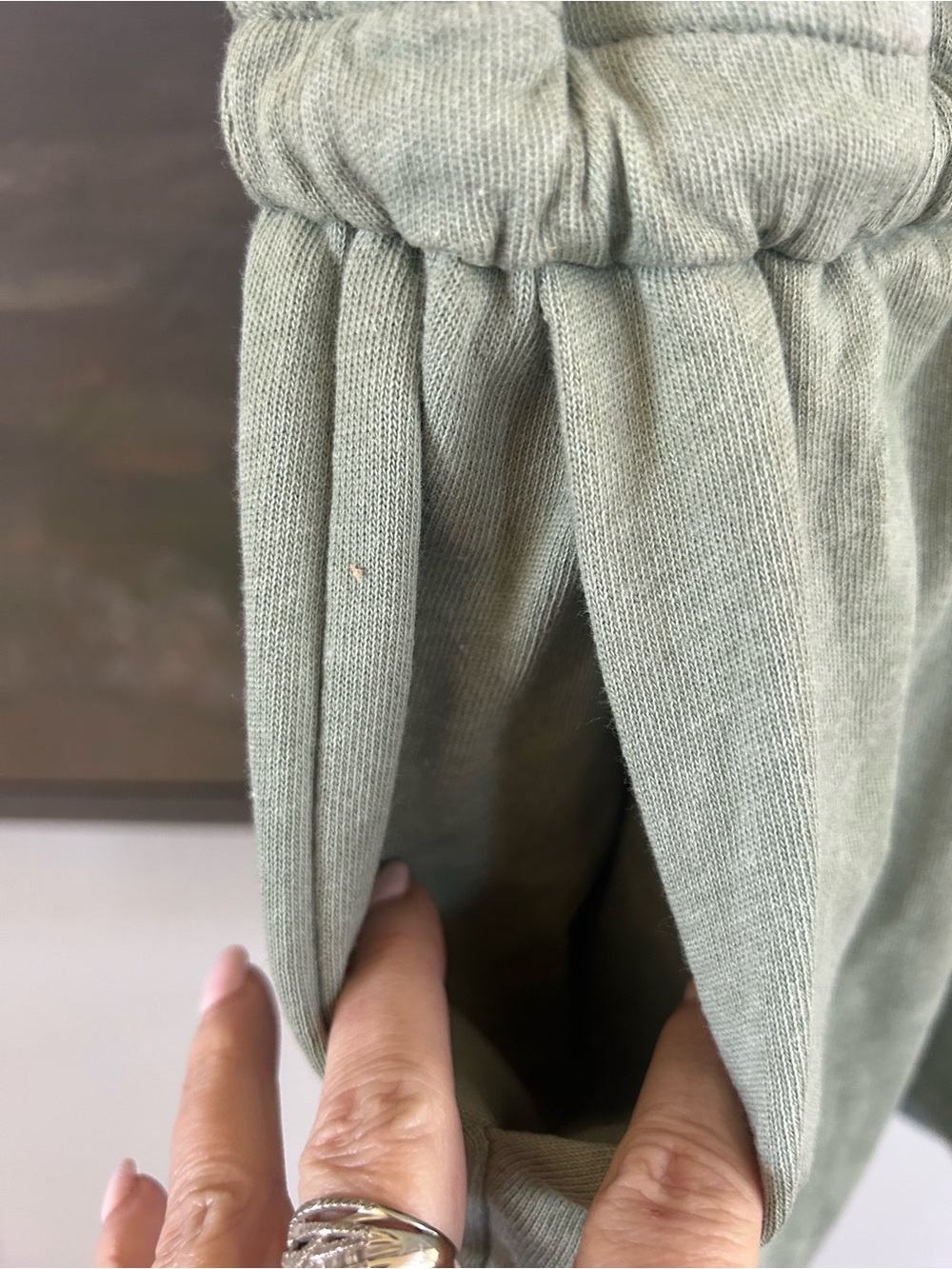 Lulus Perfect Lazy Day Sage Green Sleeveless Drawstring Lounge Romper - Picture 13 of 16